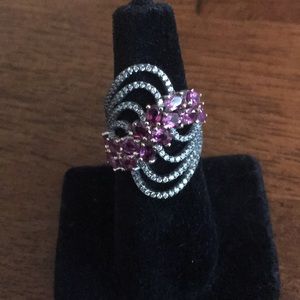 Rhodolite garnet and CZ sterling silver ring NWOT